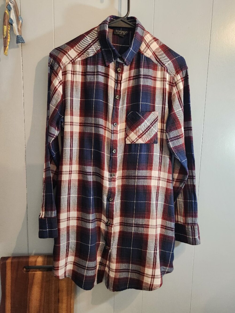 TopShop plaid tunic dress button up flannel shirt